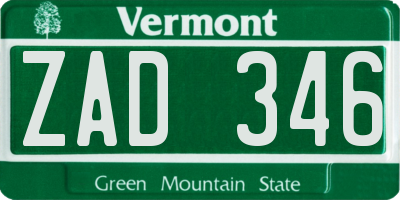 VT license plate ZAD346