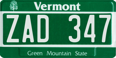VT license plate ZAD347