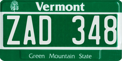 VT license plate ZAD348