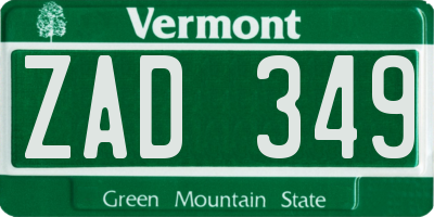 VT license plate ZAD349