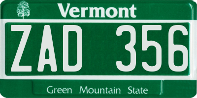VT license plate ZAD356