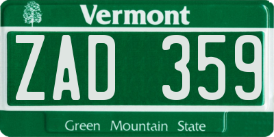 VT license plate ZAD359