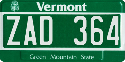 VT license plate ZAD364