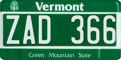 VT license plate ZAD366
