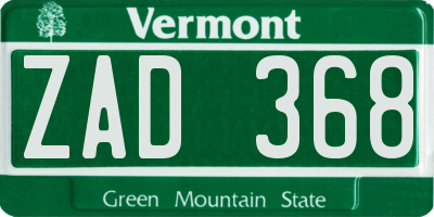 VT license plate ZAD368