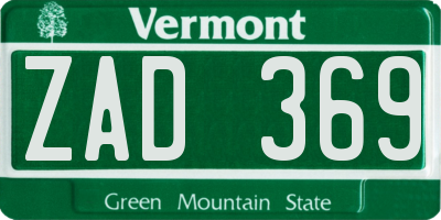 VT license plate ZAD369