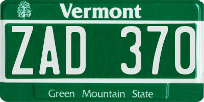 VT license plate ZAD370