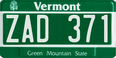 VT license plate ZAD371