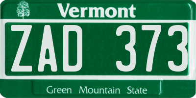 VT license plate ZAD373