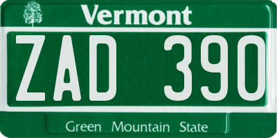VT license plate ZAD390