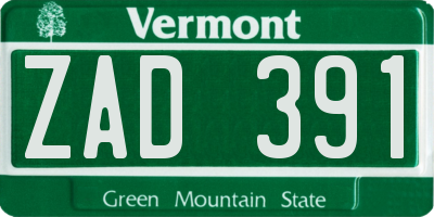 VT license plate ZAD391