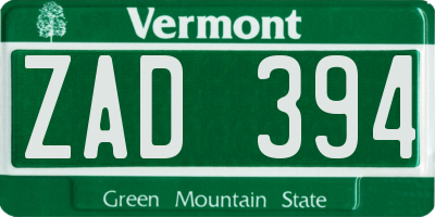VT license plate ZAD394