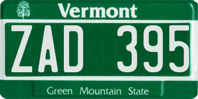 VT license plate ZAD395