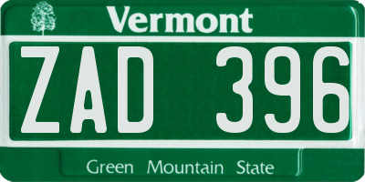VT license plate ZAD396