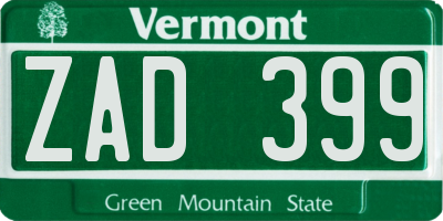 VT license plate ZAD399