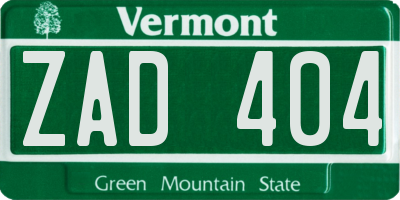 VT license plate ZAD404