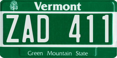VT license plate ZAD411