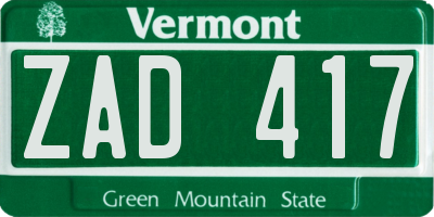 VT license plate ZAD417