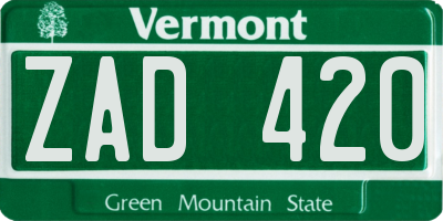 VT license plate ZAD420