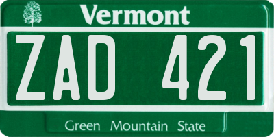 VT license plate ZAD421