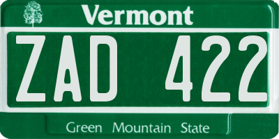 VT license plate ZAD422