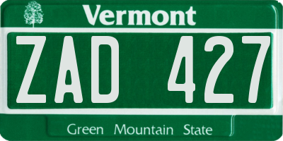 VT license plate ZAD427