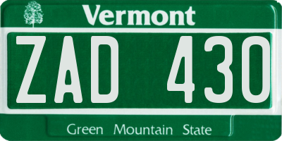 VT license plate ZAD430