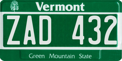 VT license plate ZAD432