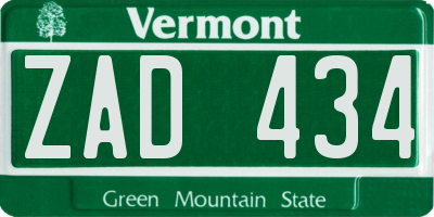 VT license plate ZAD434