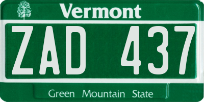 VT license plate ZAD437