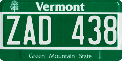 VT license plate ZAD438