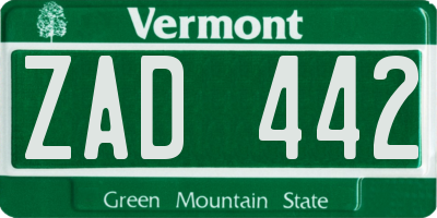 VT license plate ZAD442