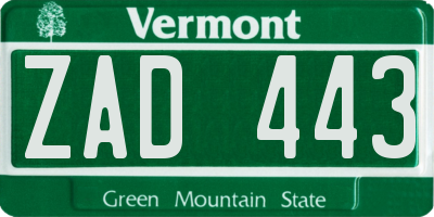 VT license plate ZAD443