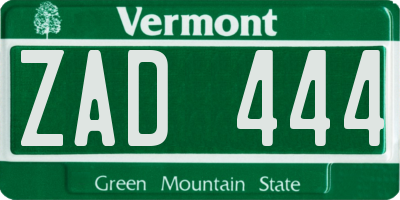VT license plate ZAD444