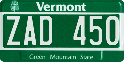 VT license plate ZAD450
