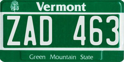 VT license plate ZAD463