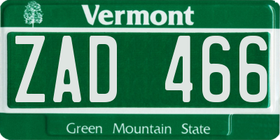 VT license plate ZAD466