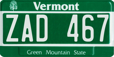 VT license plate ZAD467