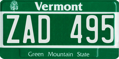 VT license plate ZAD495