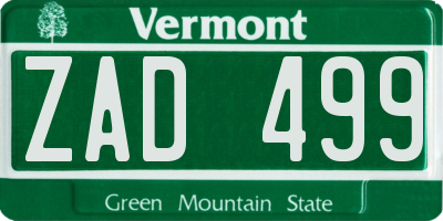 VT license plate ZAD499