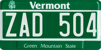 VT license plate ZAD504