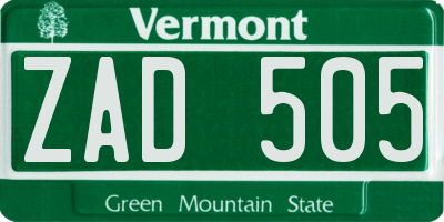 VT license plate ZAD505
