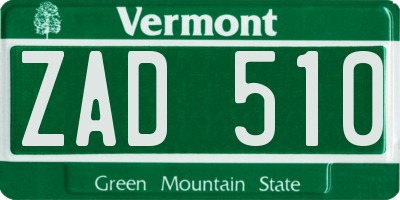 VT license plate ZAD510