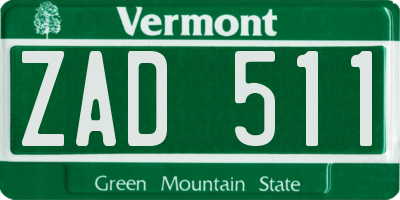VT license plate ZAD511