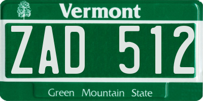 VT license plate ZAD512