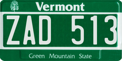 VT license plate ZAD513