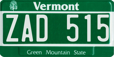 VT license plate ZAD515