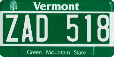 VT license plate ZAD518