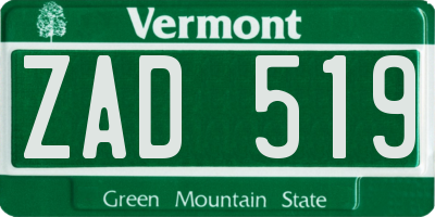 VT license plate ZAD519