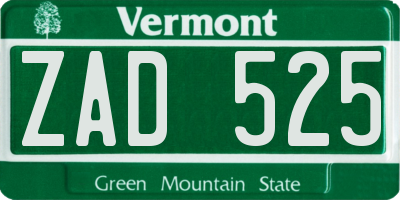 VT license plate ZAD525